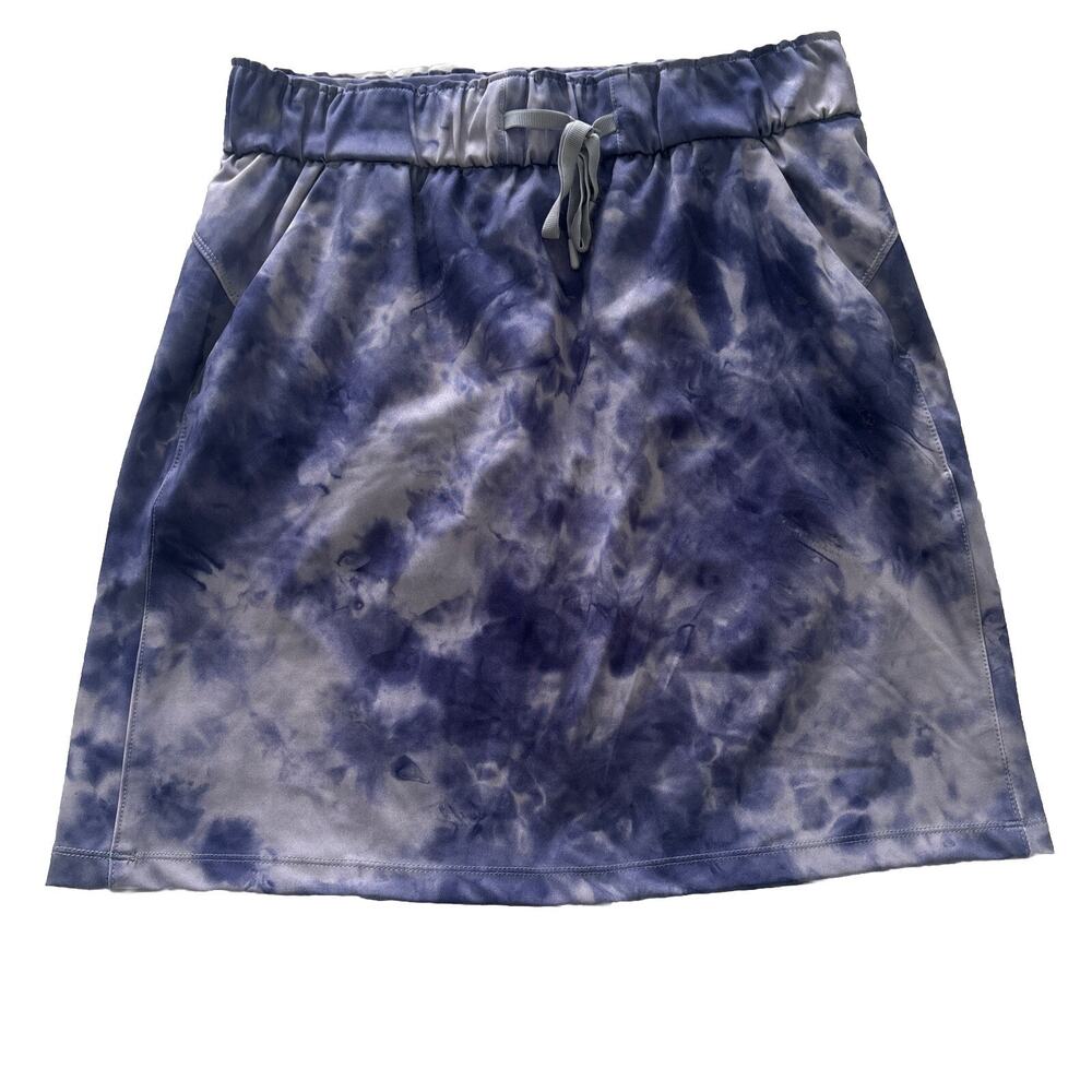 Hilary Radley Ladies' Pull-on Skirt Women's Small Blue Tie Dye Drawstring Pocket